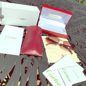 Cartier Sunglasses Wood/Gold Frame